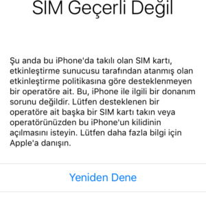 sim geçerli değil hatası